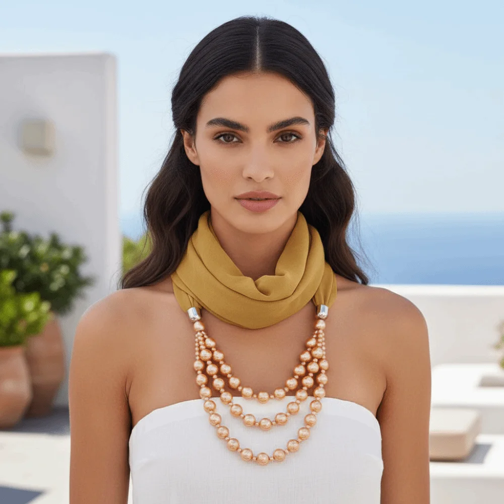 Chiffon Scarf Necklace Jewelry Layered Two-in-one Pearl Pendant Hijab Lightweight Skin-friendly Chiffon Head Wrap Women
Chiffon Scarf Necklace Jewelry Layered Two-in-one Pearl Pendant Hijab Lightweight Skin-friendly Chiffon Head Wrap Women
