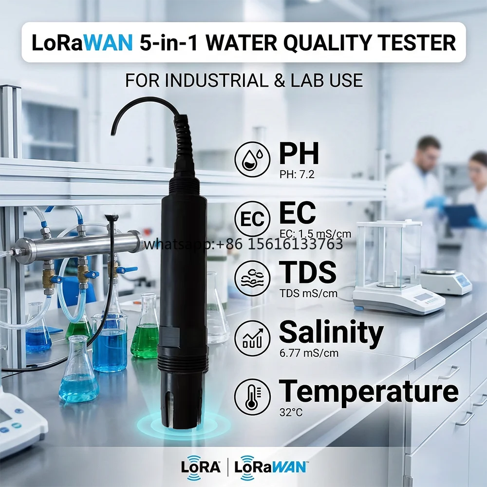 LORA LORAWAN 5 in 1 Water Quality Tester PH EC TDS Salinity Temperature Sensor for Industrial Lab Use
LORA LORAWAN 5 in 1 Water Quality Tester PH EC TDS Salinity Temperature Sensor for Industrial Lab Use