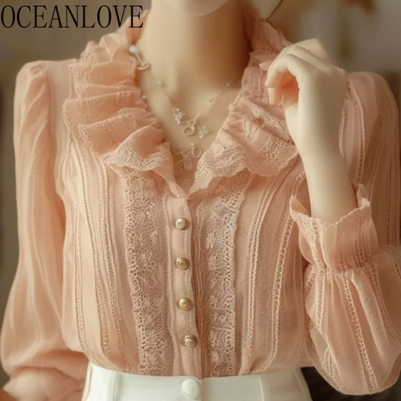 OCEANLOVE Orange Lace Shirts&blouses Women Tops Spring Summer Ruffles Blusas Mujer Korean Fashion Retro Solid Sweet Camisas
OCEANLOVE Orange Lace Shirts&blouses Women Tops Spring Summer Ruffles Blusas Mujer Korean Fashion Retro Solid Sweet Camisas