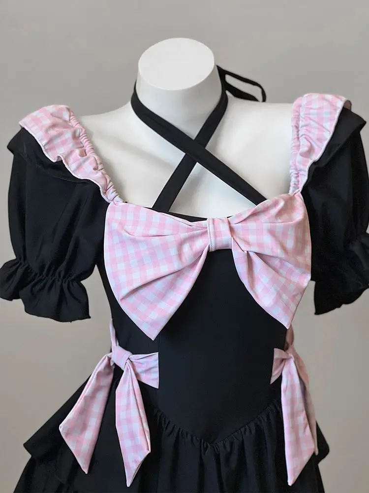 Vacation Swimwear Bathing Suit for Women Sweet Cute Girls Lolita Swimsuit Casual Kawaii Bow Short-sleeved High Waist Beach Dress
Vacation Swimwear Bathing Suit for Women Sweet Cute Girls Lolita Swimsuit Casual Kawaii Bow Short-sleeved High Waist Beach Dress