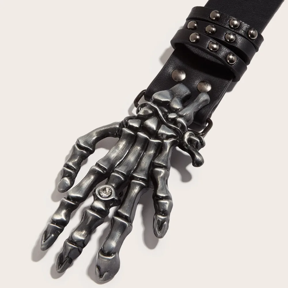 Fashion Cool Skull Wide Waistband Adjustable Hip-hop Black Rivet Belt Black Alloy Skeleton Fingers Belt Women
Fashion Cool Skull Wide Waistband Adjustable Hip-hop Black Rivet Belt Black Alloy Skeleton Fingers Belt Women