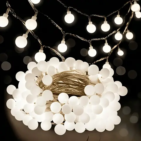 10/20/40/80/100LED Small White Ball String Lights USB/ Battery-powered Wreath Bedroom Wedding Camping Tent Christmas Decoration
