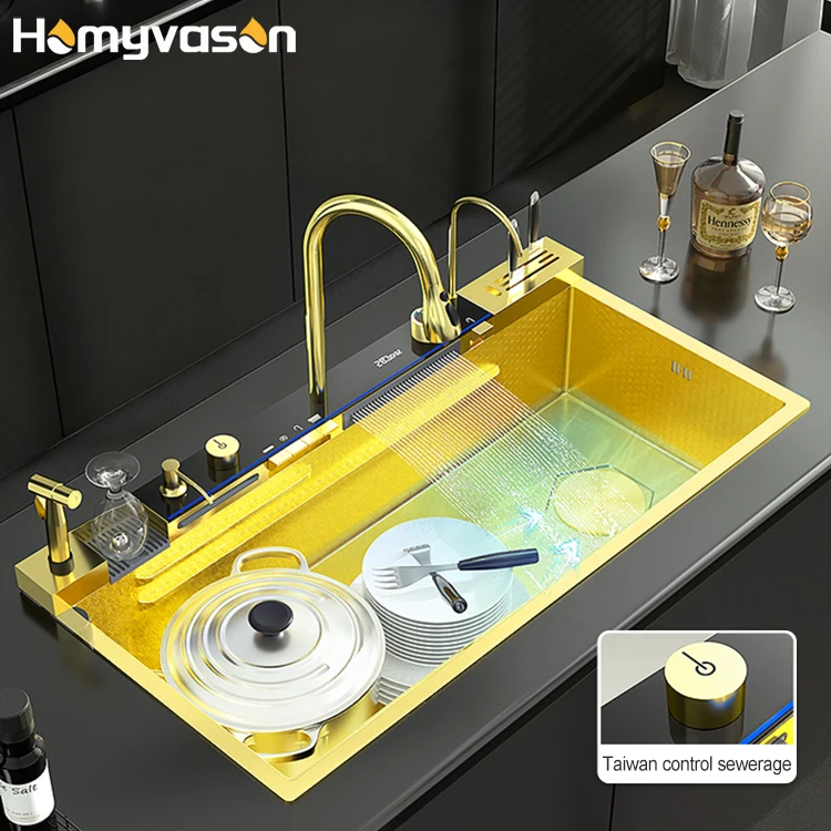 Nano Gold Sink Kitchen 304 Stainless Steel Single Bowl Modern Rectangular Sinks with Faucet
Nano Gold Sink Kitchen 304 Stainless Steel Single Bowl Modern Rectangular Sinks with Faucet