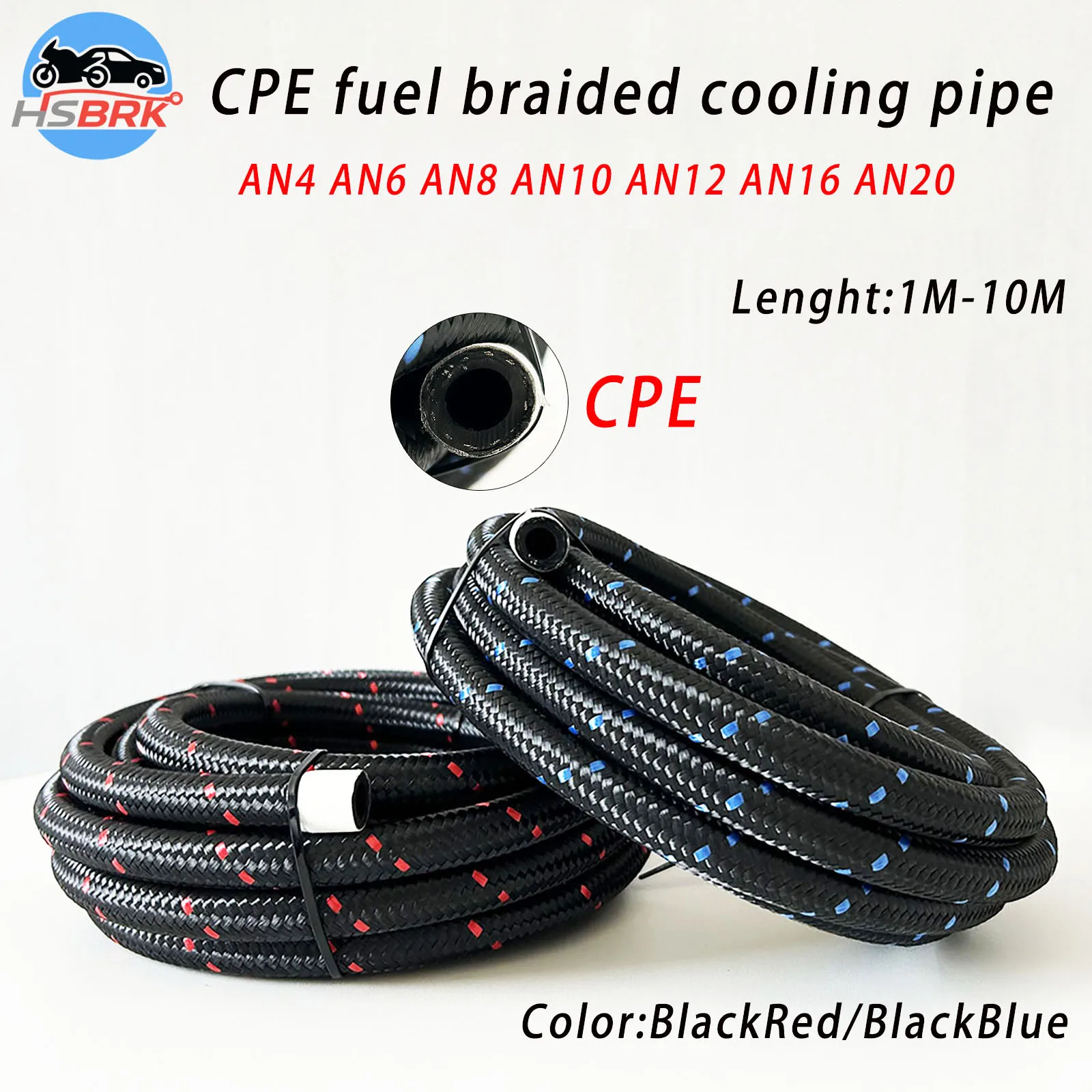 AN4-AN20 Universal Automotive Motorcycle Fuel Hose 1M-10M Nylon Braided CPE Rubber Cooling Pipe
AN4-AN20 Universal Automotive Motorcycle Fuel Hose 1M-10M Nylon Braided CPE Rubber Cooling Pipe