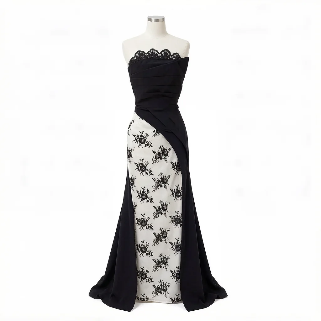 Luxury Black Lace Strapless Mermaid Evening Dress with Floral Lace Tulle High Slit Trailing Formal Cocktail Prom Party Vestidos
Luxury Black Lace Strapless Mermaid Evening Dress with Floral Lace Tulle High Slit Trailing Formal Cocktail Prom Party Vestidos