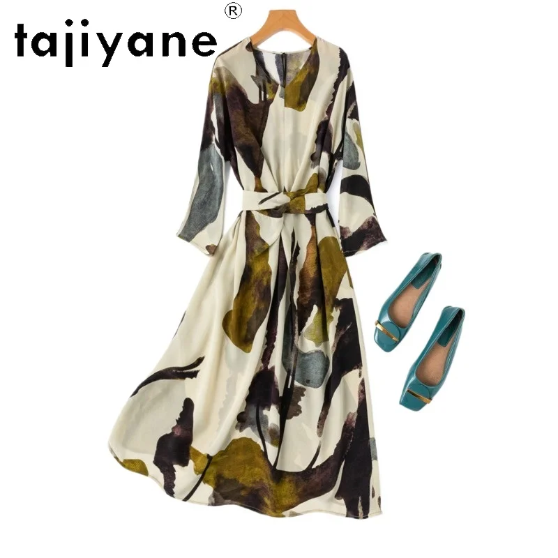 TAJIYANE 100% Mulberry Silk Long Dress Women V-Neck Print Belted Frocks Women's Casual Dresses Summer Clothes Ladies 2026 платье
TAJIYANE 100% Mulberry Silk Long Dress Women V-Neck Print Belted Frocks Women's Casual Dresses Summer Clothes Ladies 2026 платье