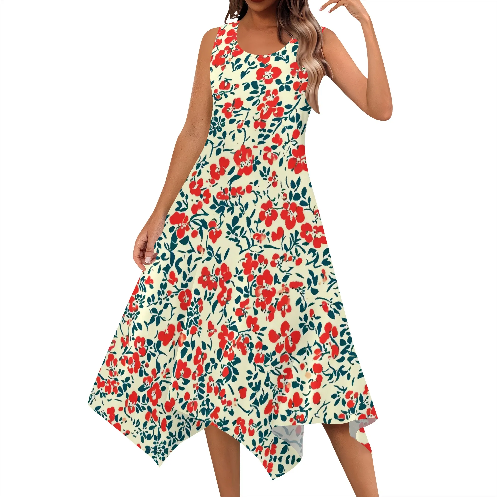 Women Casual Loose Boho Dresses Crewneck Short Sleeve Vintage Floral Pattern Dress Hankerchief Hem Midi Beach Dress
Women Casual Loose Boho Dresses Crewneck Short Sleeve Vintage Floral Pattern Dress Hankerchief Hem Midi Beach Dress