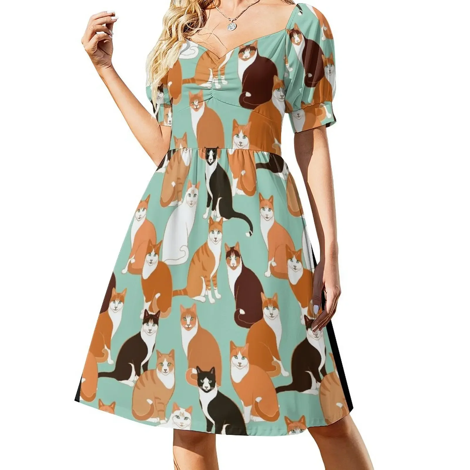 Ginger Cats on mint Short-Sleeved Dress Dress vintage womens dress luxury dresses
Ginger Cats on mint Short-Sleeved Dress Dress vintage womens dress luxury dresses