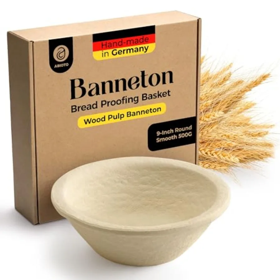 Wood Pulp Banneton Bread Proofing Basket 9" Round 1.1LB Brotform with Smooth Surface Non-Stick Natural Wood Pulp Pressed for Du
Wood Pulp Banneton Bread Proofing Basket 9" Round 1.1LB Brotform with Smooth Surface Non-Stick Natural Wood Pulp Pressed for Du