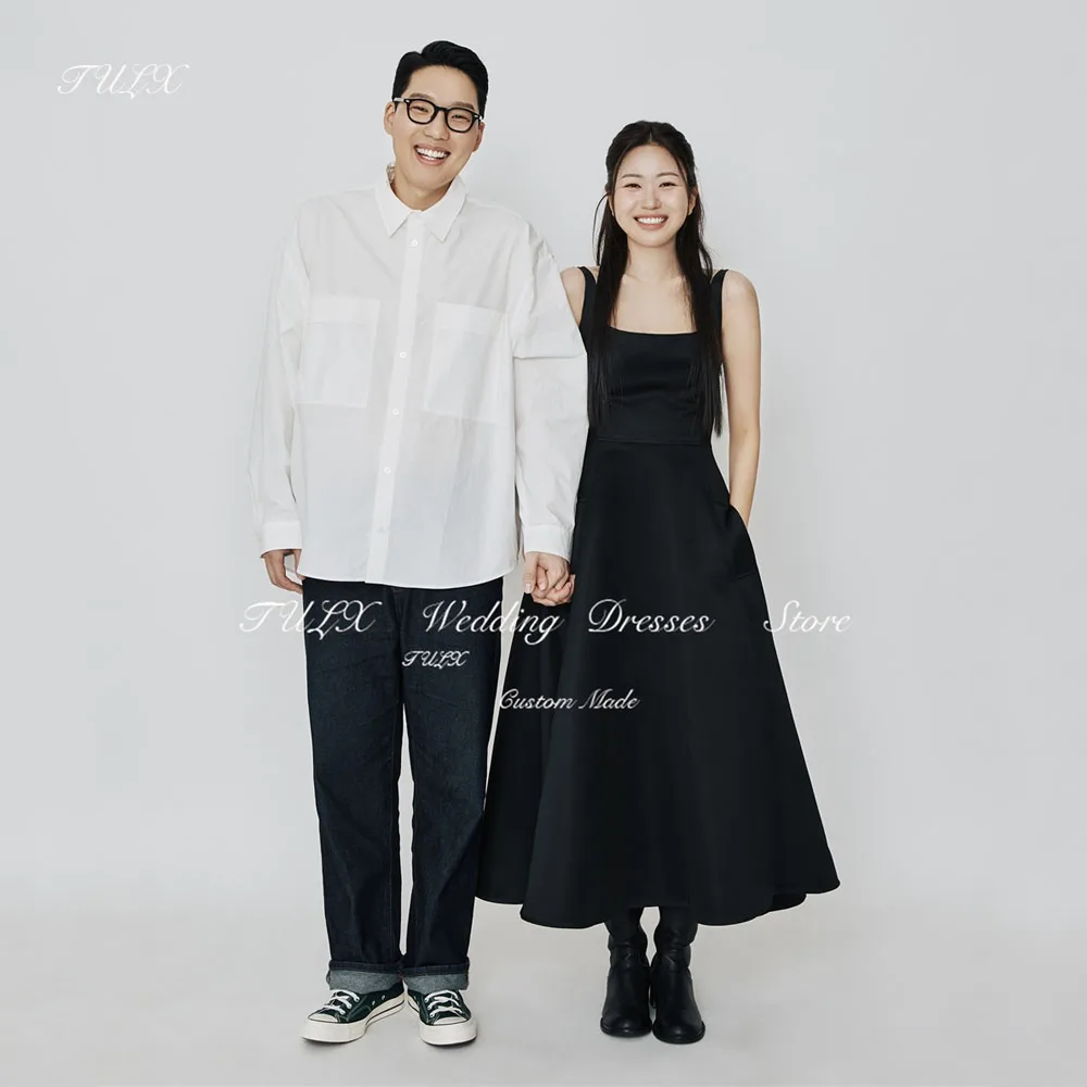 TULX Simple Square Collar Strap Korea Wedding Photo Shoot Dress Black Satin Long Evening Dresses Corset Party Event Gowns Custom
TULX Simple Square Collar Strap Korea Wedding Photo Shoot Dress Black Satin Long Evening Dresses Corset Party Event Gowns Custom