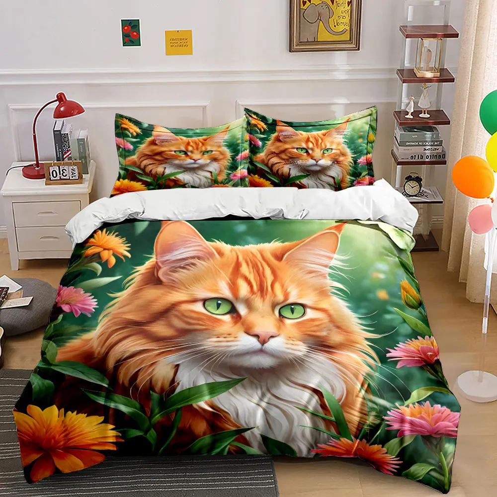 Orange Cat Surrounded by Flowers Print Soft Comfortable Duvet Cover Bedding Set Included 1*Duvet Cover 2*Pillowcases
Orange Cat Surrounded by Flowers Print Soft Comfortable Duvet Cover Bedding Set Included 1*Duvet Cover 2*Pillowcases