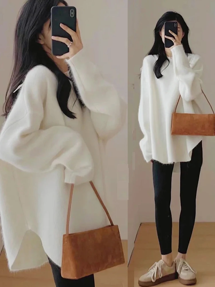 Красный кашемировый свитер с круглым вырезом для женщин, свободный длинный ленивый стиль на осень-зиму, утолщенный вязаный свитер, комплект с юбкой
Красный кашемировый свитер с круглым вырезом для женщин, свободный длинный ленивый стиль на осень-зиму, утолщенный вязаный свитер, комплект с юбкой