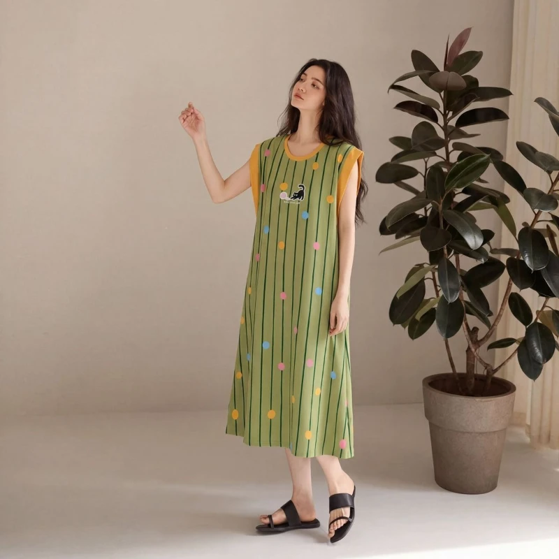 2026 Summer New Fashionable French Style with Chest Mat Pure Cotton Sleep Skirt Women Printed Sleeveless Striped Skirt Over Knee
2026 Summer New Fashionable French Style with Chest Mat Pure Cotton Sleep Skirt Women Printed Sleeveless Striped Skirt Over Knee