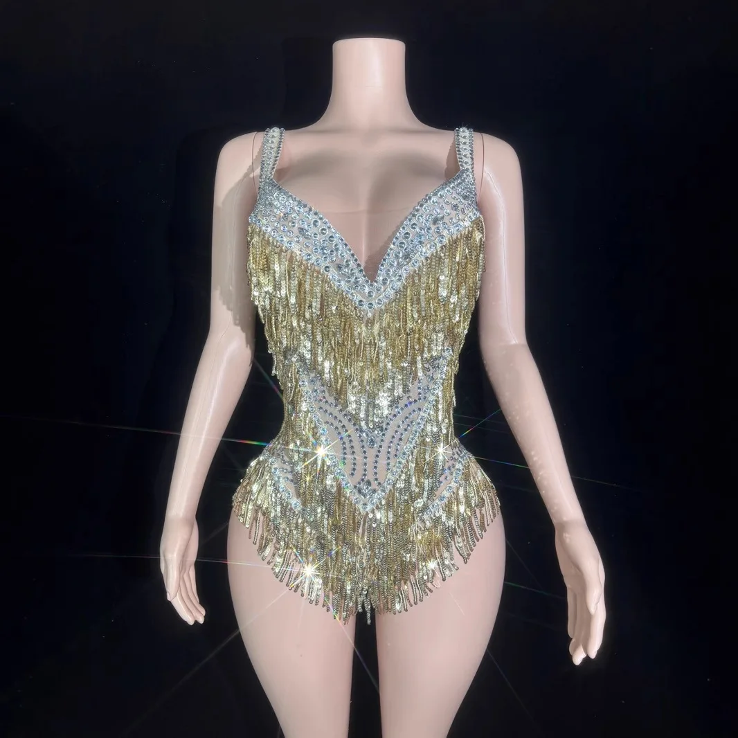 Gc Rhinestone Sequin Fringe Sexy Slim Bodysuit Women Stage Performance Singer Evening Dress Modern Dance Host Drag Queen Outfits
Gc Rhinestone Sequin Fringe Sexy Slim Bodysuit Women Stage Performance Singer Evening Dress Modern Dance Host Drag Queen Outfits