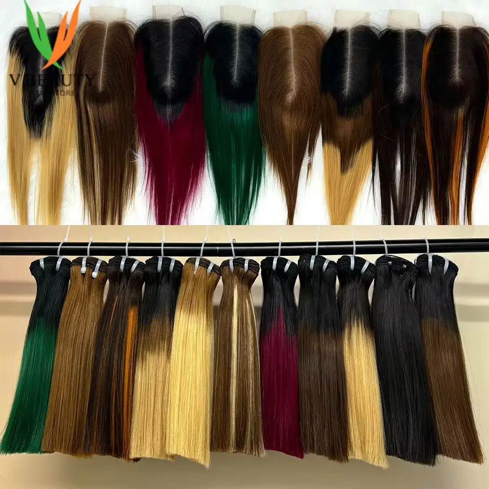 2X6 Lace Frontal Colored Vietnamese Human Hair Bundles and Closure Double Drawn Ombre Color Remy Human Hair Extensions
2X6 Lace Frontal Colored Vietnamese Human Hair Bundles and Closure Double Drawn Ombre Color Remy Human Hair Extensions