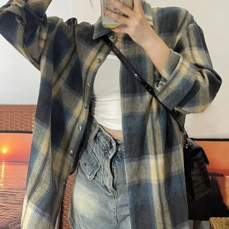 Deeptown Vintage Y2k Plaid Women Shirt Streetwear Long Sleeve Oversized Blouse Harajuku Korean Fashion Aesthetic Casual Female
Deeptown Vintage Y2k Plaid Women Shirt Streetwear Long Sleeve Oversized Blouse Harajuku Korean Fashion Aesthetic Casual Female