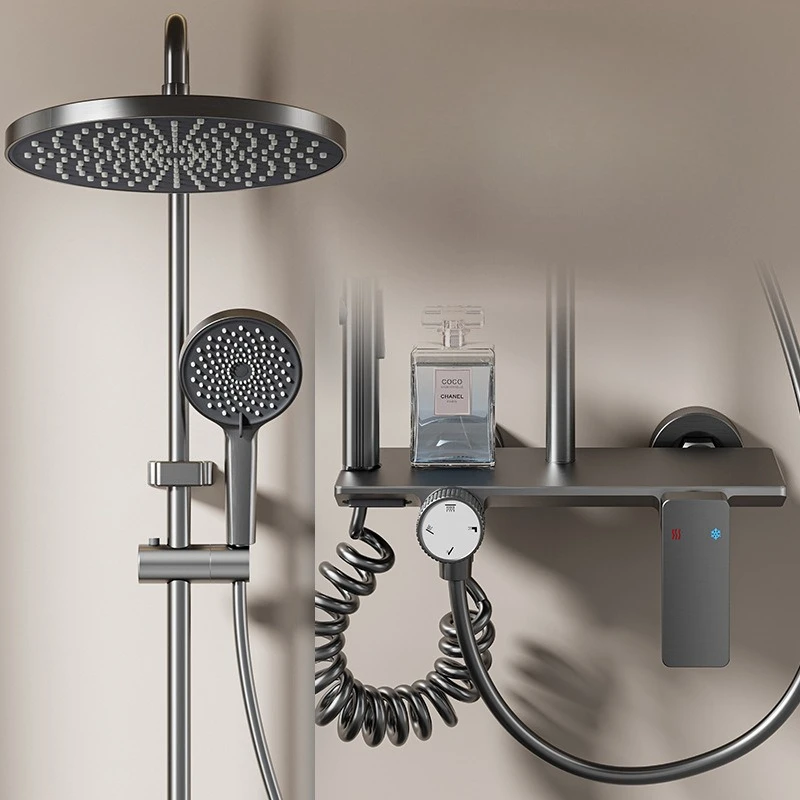Gun Grey Shower Set for Home Bathrooms Cold and Hot Water Mixer Faucet with Spray Heads
Gun Grey Shower Set for Home Bathrooms Cold and Hot Water Mixer Faucet with Spray Heads