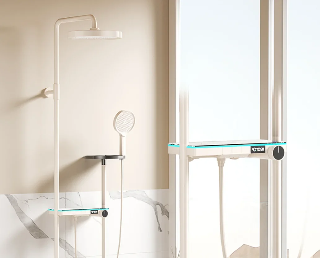 Многофункциональная латунная бело-серая стойка для хранения с цифровым дисплеем, круглая легкая насадка для душа, душевой набор для ванной комнаты с полкой для хранения
Многофункциональная латунная бело-серая стойка для хранения с цифровым дисплеем, круглая легкая насадка для душа, душевой набор для ванной комнаты с полкой для хранения