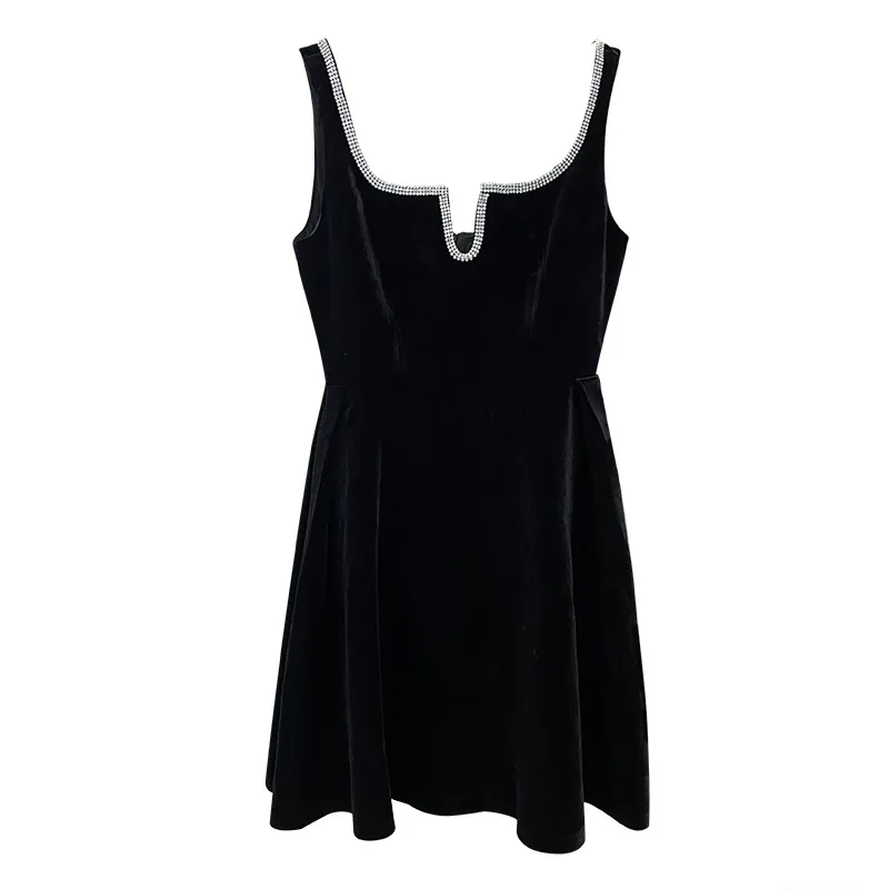 2024 Spring Classical Black Vintage Lady Casual Wear Women Rhinestone U-neckline Sleeeveless Velvet Dress
2024 Spring Classical Black Vintage Lady Casual Wear Women Rhinestone U-neckline Sleeeveless Velvet Dress