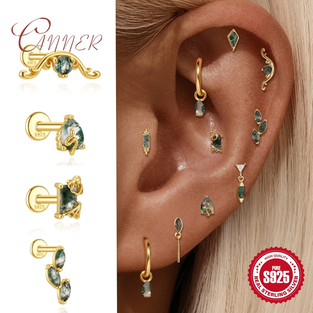 CANNER Natural Water Arass Agate Geometric Waves/Leaves Piercing Earrings For Women 925 Sterling Dainty Luxury Fine Jewelry
CANNER Natural Water Arass Agate Geometric Waves/Leaves Piercing Earrings For Women 925 Sterling Dainty Luxury Fine Jewelry
