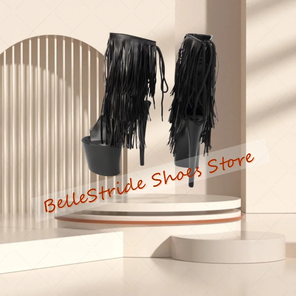Black Tassels Decor Peep Toe Boots Platform Back Strap Women Shoes Thin High Heels Party Banquet Dating 2025 Zapatos Para Mujere
Black Tassels Decor Peep Toe Boots Platform Back Strap Women Shoes Thin High Heels Party Banquet Dating 2025 Zapatos Para Mujere