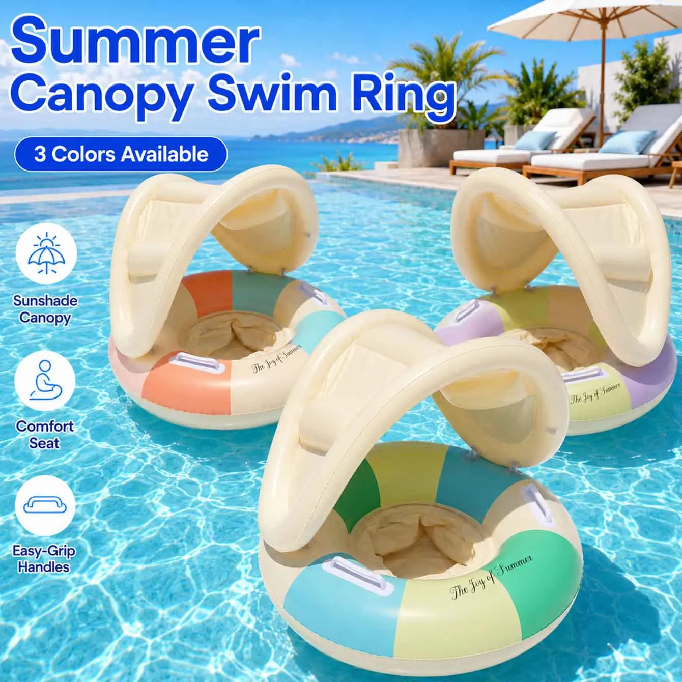 1PC Swimming Pool Floats Inflatable Canopy Float Ring Water Seat with Handles Summer Outdoor Pool Accessories
1PC Swimming Pool Floats Inflatable Canopy Float Ring Water Seat with Handles Summer Outdoor Pool Accessories
