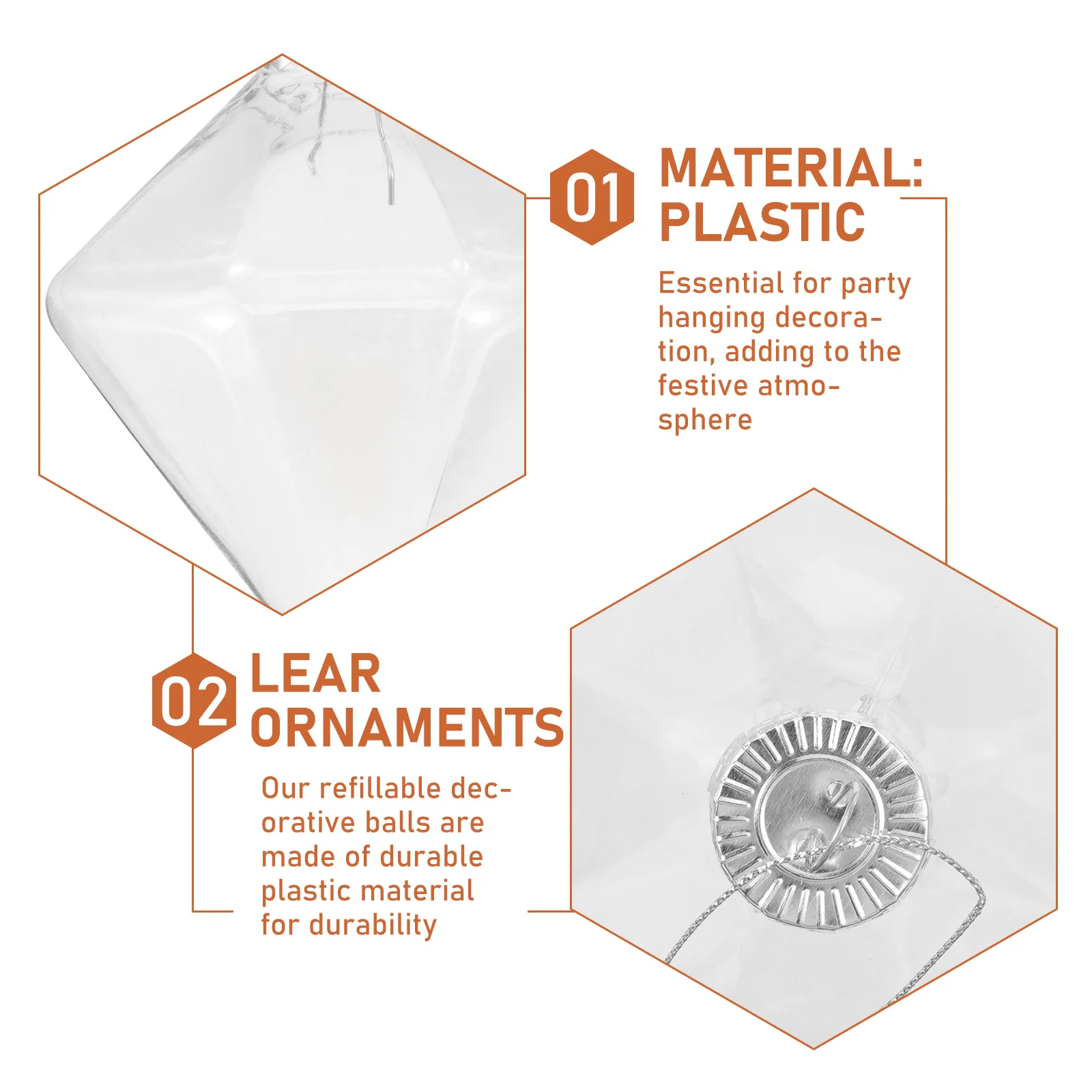 12pcs Diamond-Shaped Clear Plastic Christmas Ball Ornament Refillable Hanging Decoration For Party Wedding Holiday Xmas Tree
12pcs Diamond-Shaped Clear Plastic Christmas Ball Ornament Refillable Hanging Decoration For Party Wedding Holiday Xmas Tree