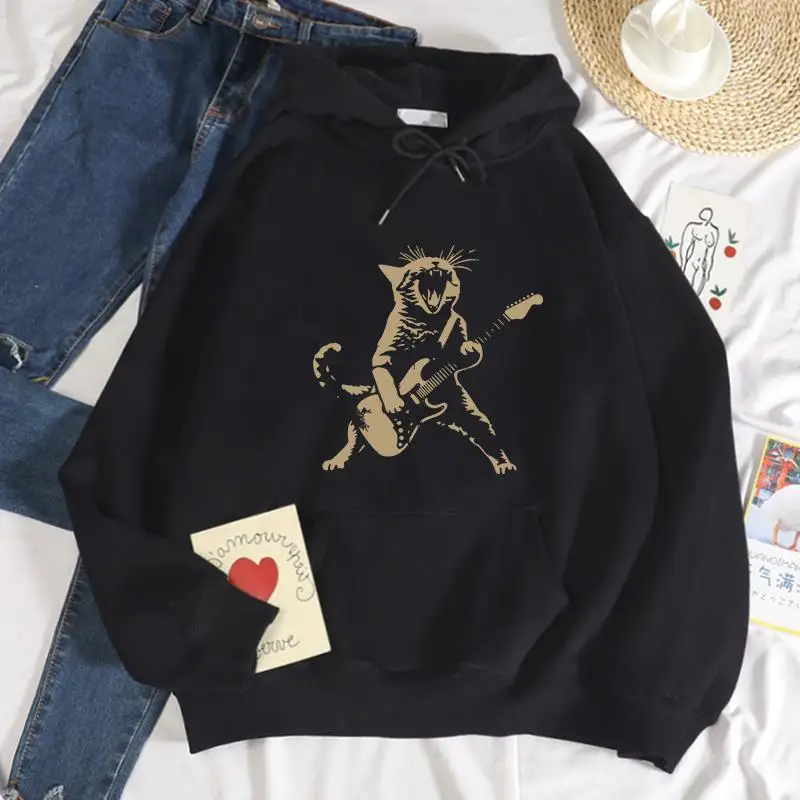 Cartoons Women Hoodies A Cat Playing Guitar Printing Pullover Soft Breathable Loose Pocket Sweatshirts Autumn Winter Clothing
Cartoons Women Hoodies A Cat Playing Guitar Printing Pullover Soft Breathable Loose Pocket Sweatshirts Autumn Winter Clothing