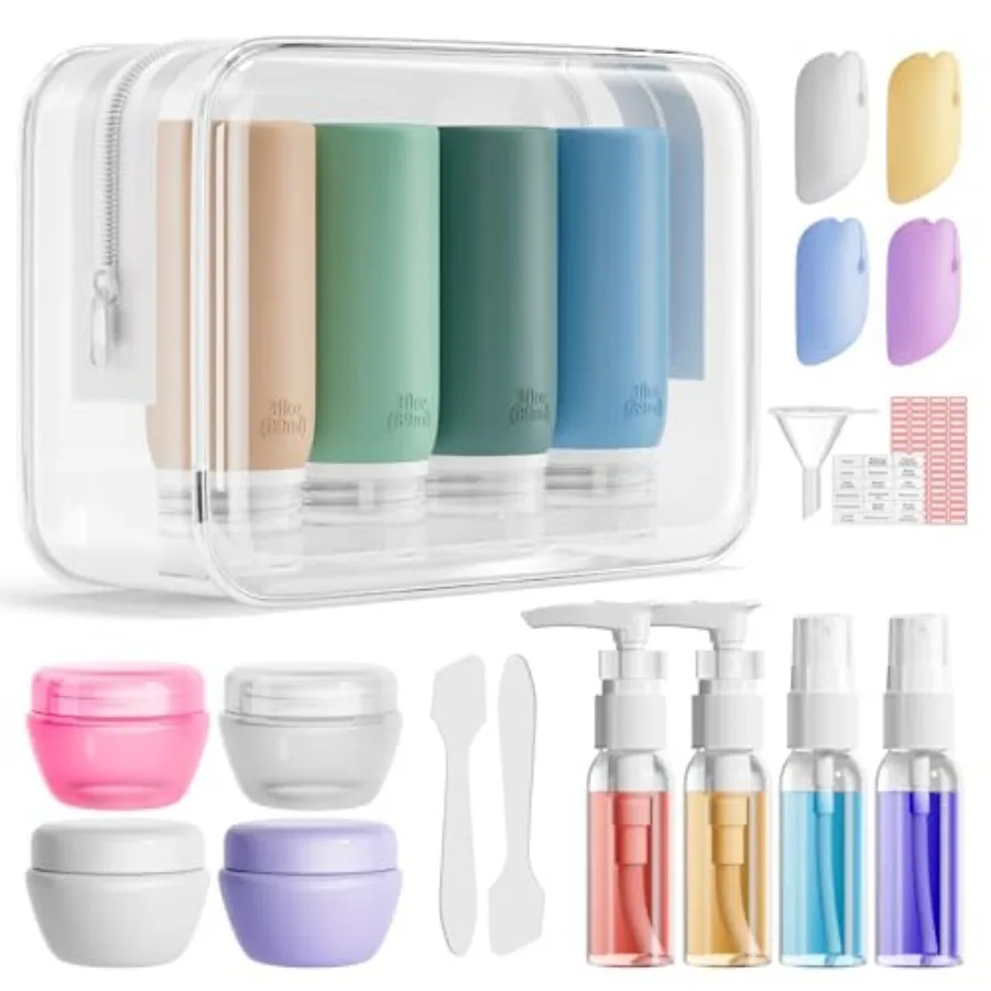 Muslish 21 Pack Travel Bottles for Toiletries, Leak-Proof TSA Compliant Silicone Travel Size Containers for Shampoo and Conditi
Muslish 21 Pack Travel Bottles for Toiletries, Leak-Proof TSA Compliant Silicone Travel Size Containers for Shampoo and Conditi