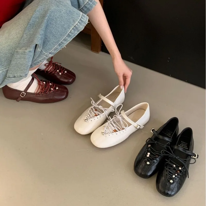 Women's Lace Up Mary Jane Ballet Flats Square Toe Bead Decor Mid Heel Casual Commute Shoes Spring Summer 2026
Women's Lace Up Mary Jane Ballet Flats Square Toe Bead Decor Mid Heel Casual Commute Shoes Spring Summer 2026