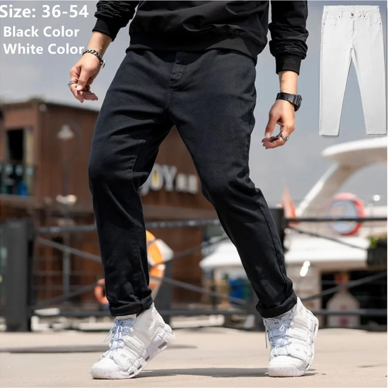 White Jeans Brand Men Big Size 54 52 50 180KG Black Denim Loose Elastic Plus Straight High Quality Cotton Trousers Spring Pants
White Jeans Brand Men Big Size 54 52 50 180KG Black Denim Loose Elastic Plus Straight High Quality Cotton Trousers Spring Pants