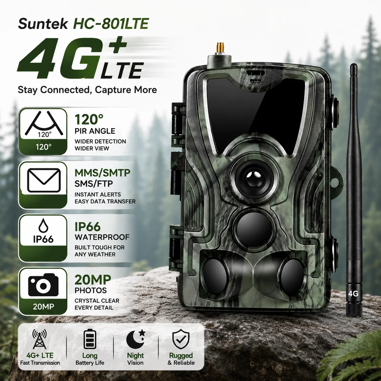 Outdoor HC-801LTE 4G Hunting Camera 20MP Infrared Camera MMS/SMTP Photo Trap 0.3s Trigger Time 940nm LED Wild Camera PhotoTrap
Outdoor HC-801LTE 4G Hunting Camera 20MP Infrared Camera MMS/SMTP Photo Trap 0.3s Trigger Time 940nm LED Wild Camera PhotoTrap
