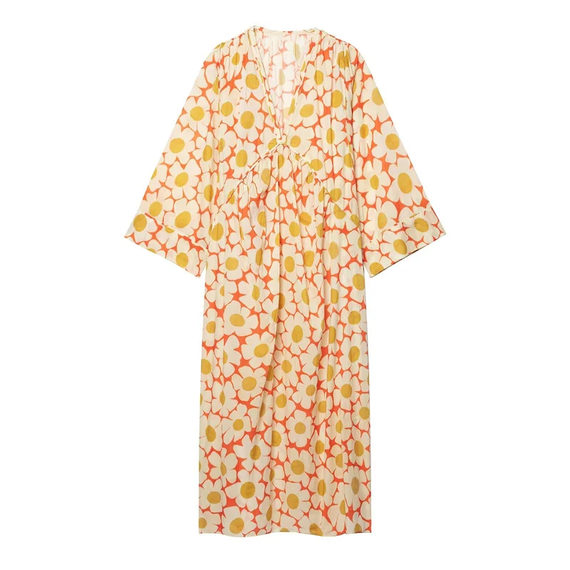 Summer Women's Casual Long Print Dresses 2026 New Loose V-neck Vacation Dress Beach Dresses
Summer Women's Casual Long Print Dresses 2026 New Loose V-neck Vacation Dress Beach Dresses