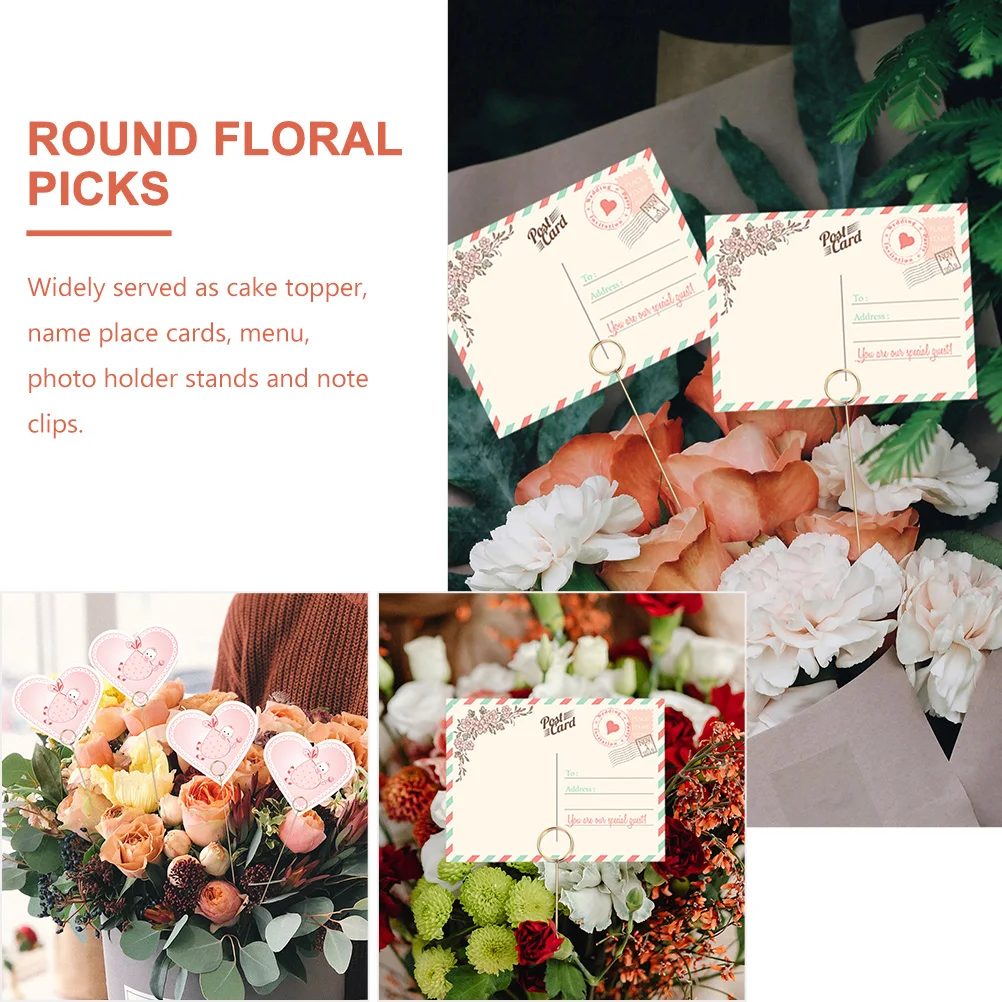 60pcs Metal Holders Golden Round Floral Picks for Flower Card Holder Stick Arrangements Decorative Bouquet Sticks Home Office
60pcs Metal Holders Golden Round Floral Picks for Flower Card Holder Stick Arrangements Decorative Bouquet Sticks Home Office