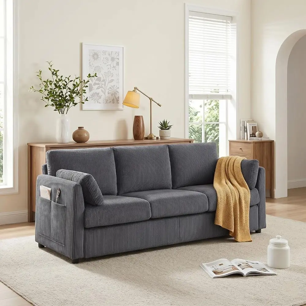 79" Couch or Living Room,Century ern Couches with Big kets, Corduroy Soa with Three Cushions and Solid Wood e or Aparent and Sma
79" Couch or Living Room,Century ern Couches with Big kets, Corduroy Soa with Three Cushions and Solid Wood e or Aparent and Sma