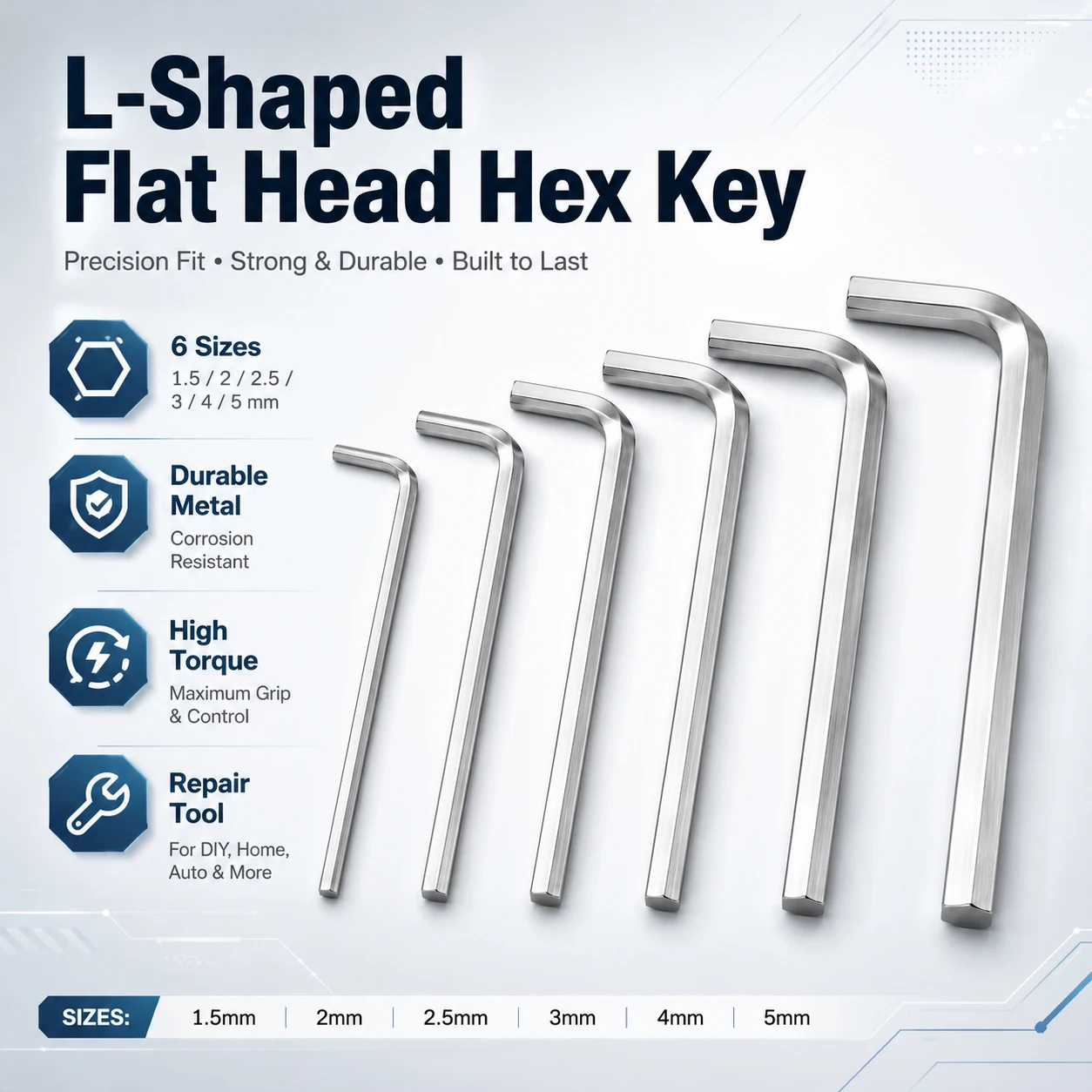 20pcs L-Hex Key Set 1.5-5mm Precision Chrome Vanadium Steel Allen Wrench with Holder for Home Auto Maintenance
20pcs L-Hex Key Set 1.5-5mm Precision Chrome Vanadium Steel Allen Wrench with Holder for Home Auto Maintenance