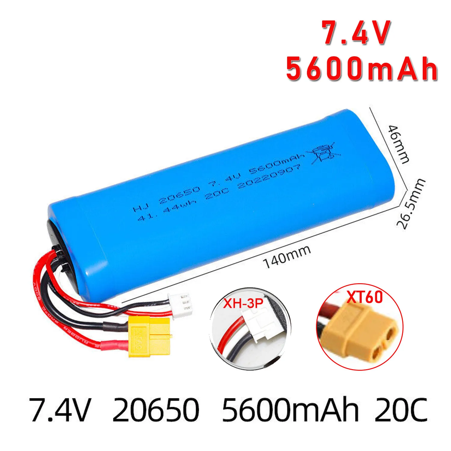 Перезаряжаемая батарея XT60, 7,4 В, 5600 мАч, для модели игрушечного танка 3818 3889 3809
Перезаряжаемая батарея XT60, 7,4 В, 5600 мАч, для модели игрушечного танка 3818 3889 3809