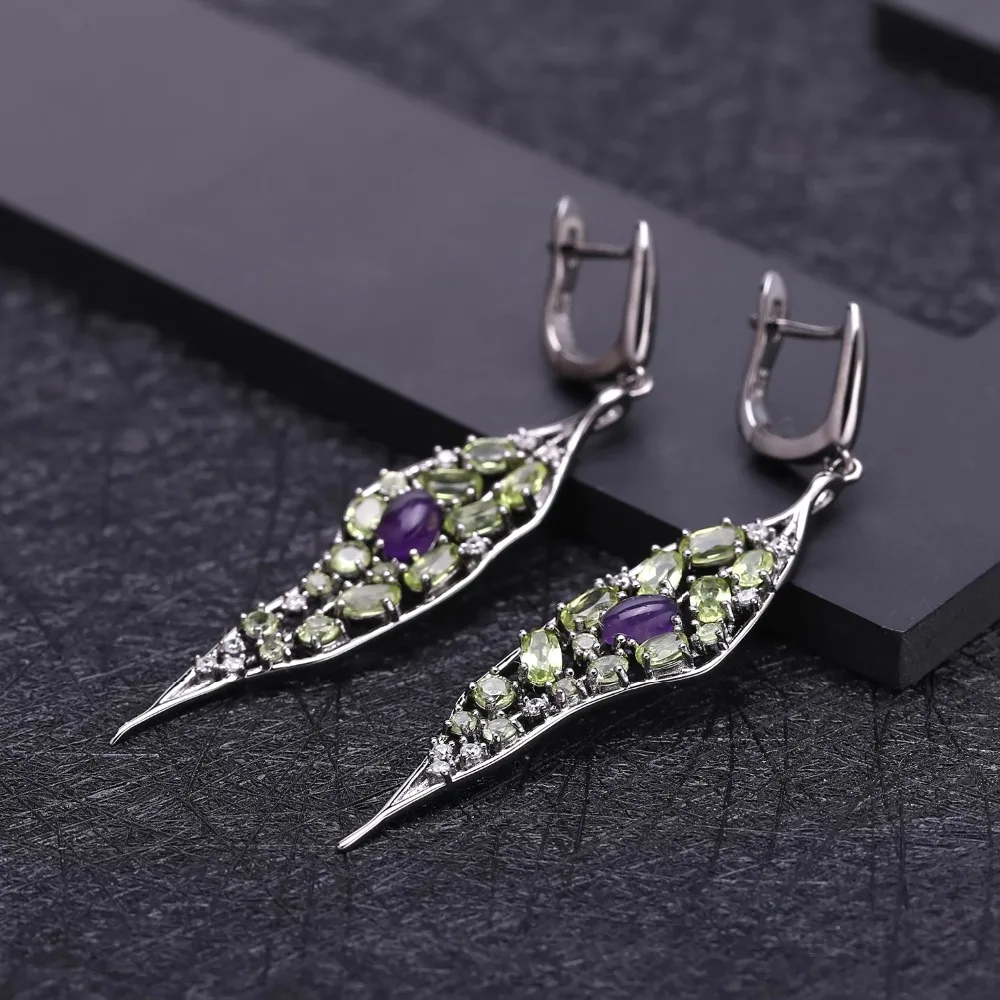 GEM'S BALLET Natural Amethyst Peridot Gemstone Long Earrings 925 Sterling Sliver Vintage Palace Drop Earrings For Women Jewelry
GEM'S BALLET Natural Amethyst Peridot Gemstone Long Earrings 925 Sterling Sliver Vintage Palace Drop Earrings For Women Jewelry
