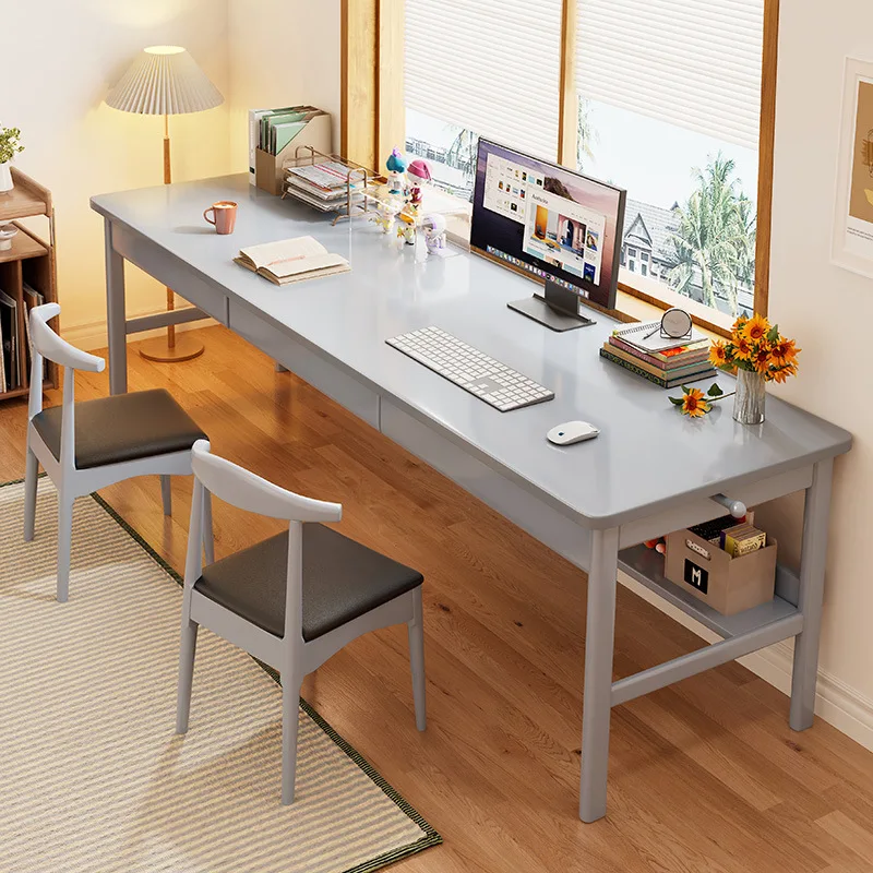 Double desk, long table by the window, extended solid wood computer, adult home bedroom, office, student study table
Double desk, long table by the window, extended solid wood computer, adult home bedroom, office, student study table
