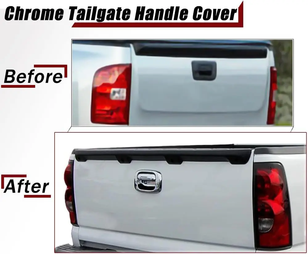 Chrome Tailgate Handle Cover W/O Keyhole for 99-06 Chevy Silverado/07 Classic/ 99-06 GMC Sierra /07 Sierra Classic Premium Parts
Chrome Tailgate Handle Cover W/O Keyhole for 99-06 Chevy Silverado/07 Classic/ 99-06 GMC Sierra /07 Sierra Classic Premium Parts