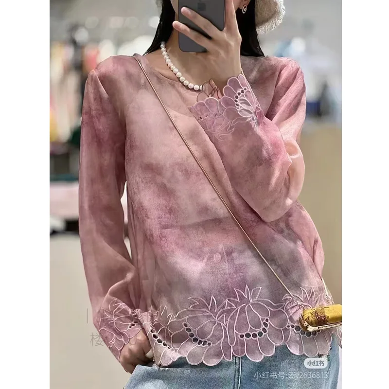 High End Silk Blouse for Women's Spring Summer Flowers New Loose Hollow Out Sunscreen Top S-XXL
High End Silk Blouse for Women's Spring Summer Flowers New Loose Hollow Out Sunscreen Top S-XXL