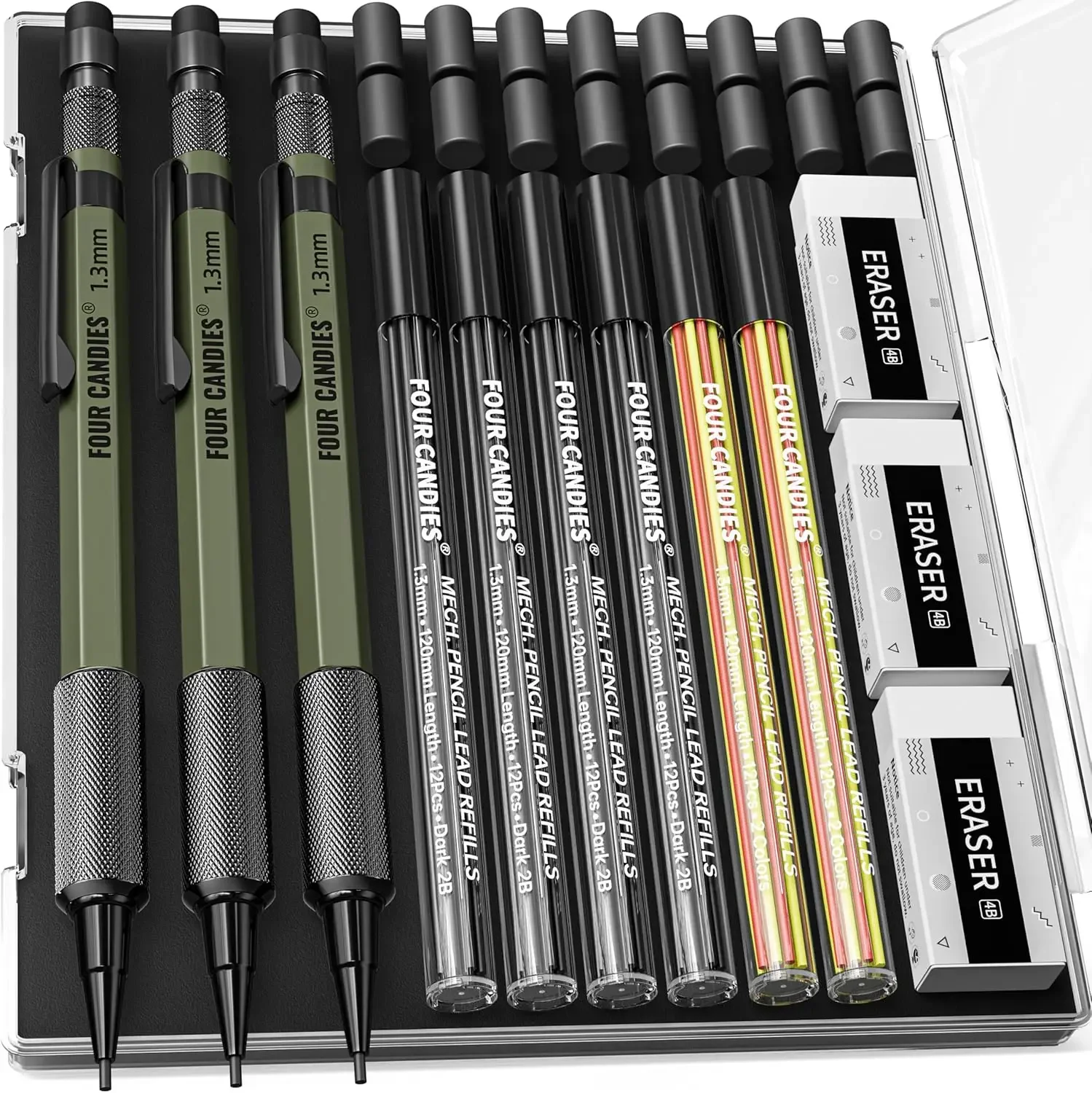 1.3mm Mechanical Pencil Set with 72 Leads, Metal Weatherproof Body, Erasers & Case for Woodworking Drafting
1.3mm Mechanical Pencil Set with 72 Leads, Metal Weatherproof Body, Erasers & Case for Woodworking Drafting