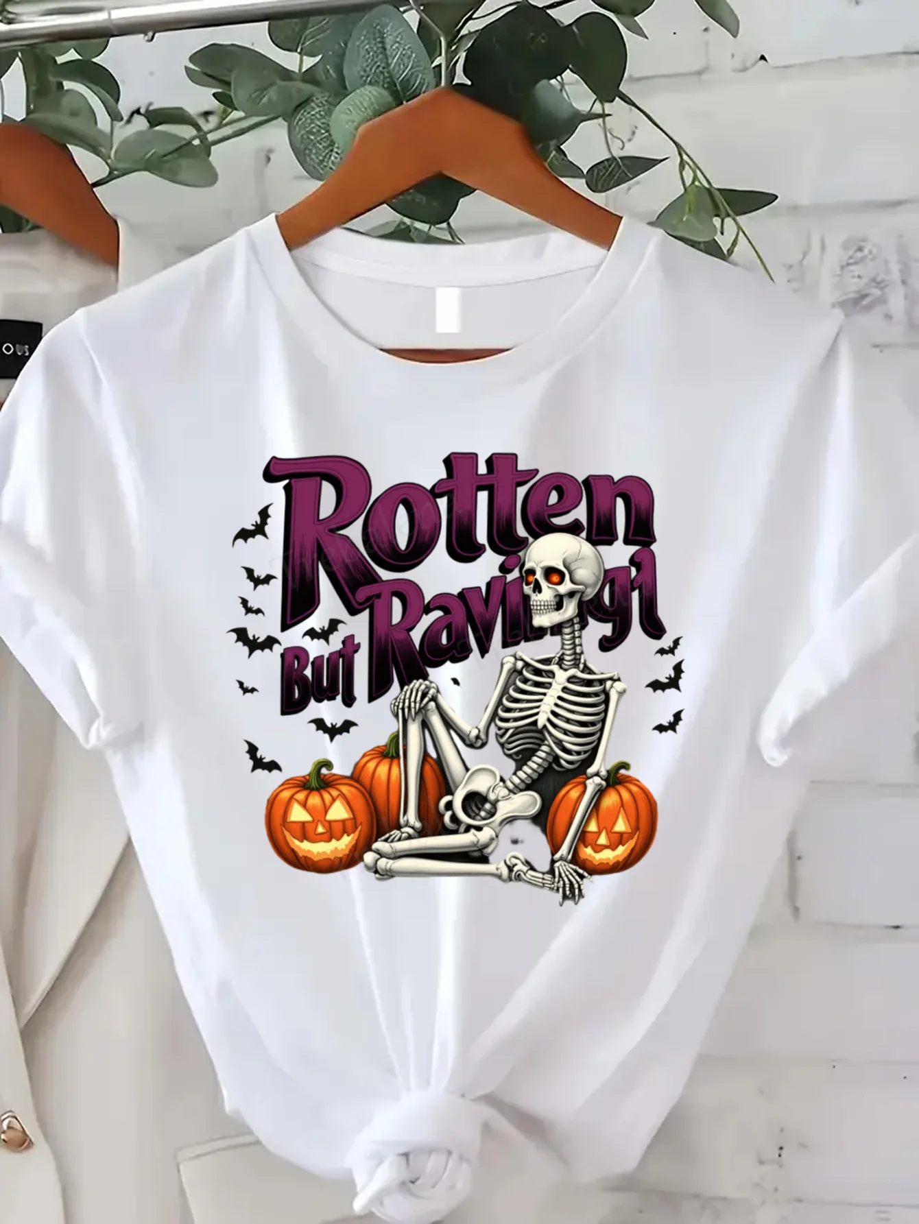 Round Neck T-shirt Rotten But Ravishing Halloween Skeleton Pumpkin T-Shirt for Women Short Sleeve Tee Fashion Casual Top
Round Neck T-shirt Rotten But Ravishing Halloween Skeleton Pumpkin T-Shirt for Women Short Sleeve Tee Fashion Casual Top