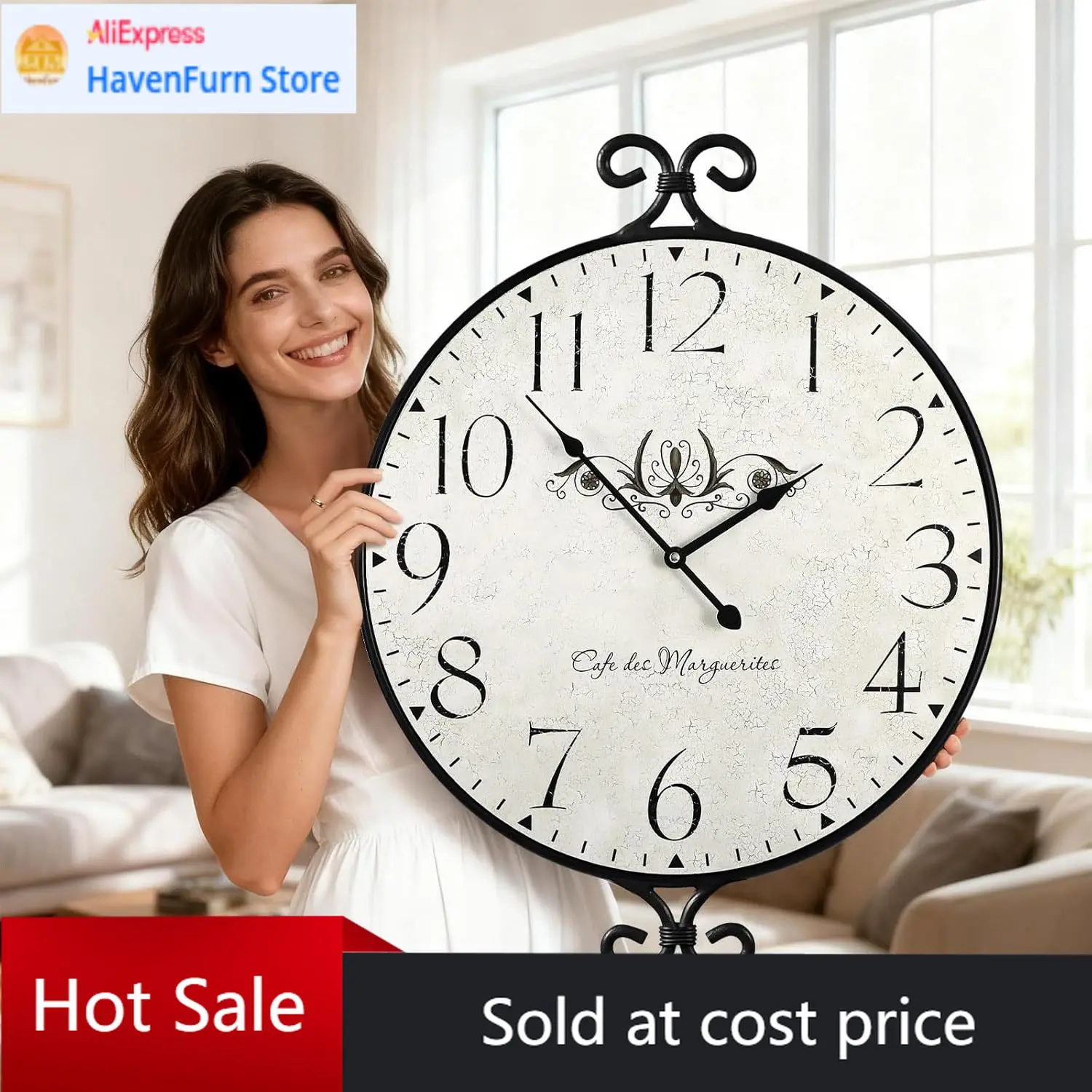 Activity price30 Inch Wall Clock for Living Room, Extra Large Farmhouse Wall Clock, Wrought Iron Frame with Warm Gray Finish, Si
Activity price30 Inch Wall Clock for Living Room, Extra Large Farmhouse Wall Clock, Wrought Iron Frame with Warm Gray Finish, Si