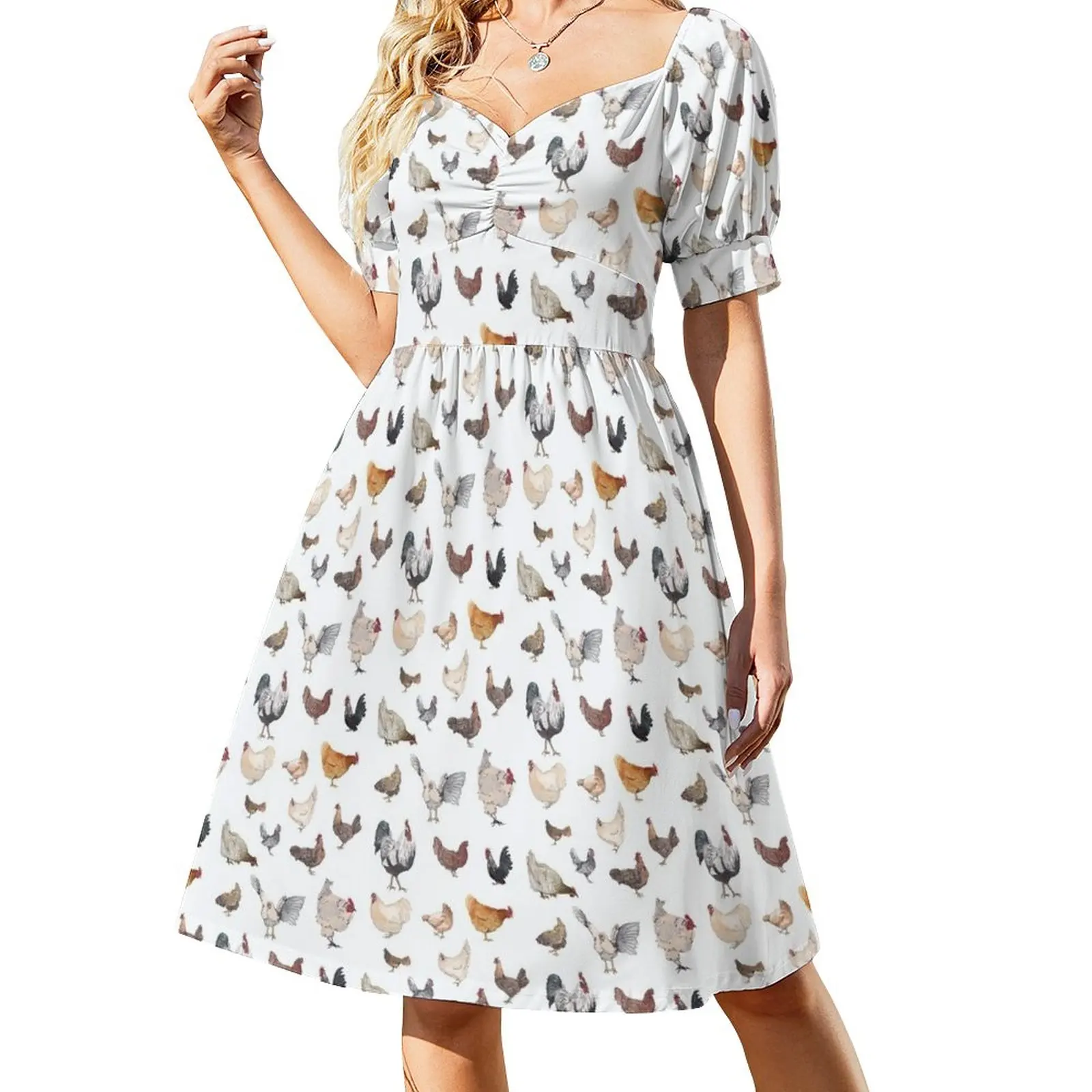 Chicken Happy print on white background Short-Sleeved Dress women party dresses Woman fashion dress for women summer
Chicken Happy print on white background Short-Sleeved Dress women party dresses Woman fashion dress for women summer