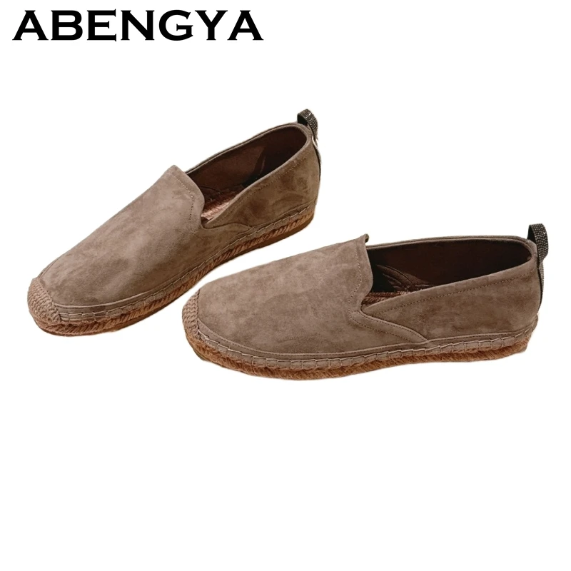 Лето 2025 г., замшевые кожаные лоферы на плоской подошве для женщин, без шнуровки с круглым носком, ленивые лоферы, повседневные прогулочные туфли, Zapatos Mujer 
Лето 2025 г., замшевые кожаные лоферы на плоской подошве для женщин, без шнуровки с круглым носком, ленивые лоферы, повседневные прогулочные туфли, Zapatos Mujer