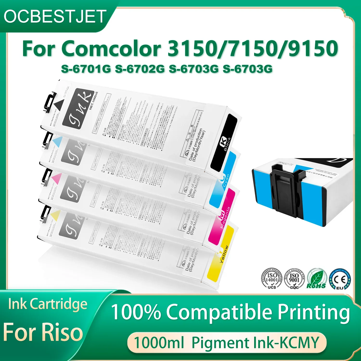 S6701 S6704 1000ml Ink Bag For Riso Comcolor 7110 9110 9150 3110/3150 2150 7510 9510 CC7150 Printer Compatible Ink Cartridge
S6701 S6704 1000ml Ink Bag For Riso Comcolor 7110 9110 9150 3110/3150 2150 7510 9510 CC7150 Printer Compatible Ink Cartridge