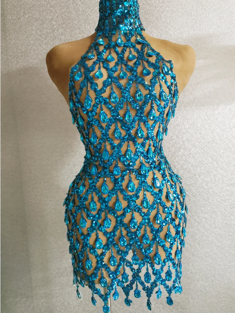 Sparkly Lake Blue Sequins Sleeveless Mash Transparent Dress Evening Club Celebrate Birthday Stretchy Mesh Photography Wear
Sparkly Lake Blue Sequins Sleeveless Mash Transparent Dress Evening Club Celebrate Birthday Stretchy Mesh Photography Wear