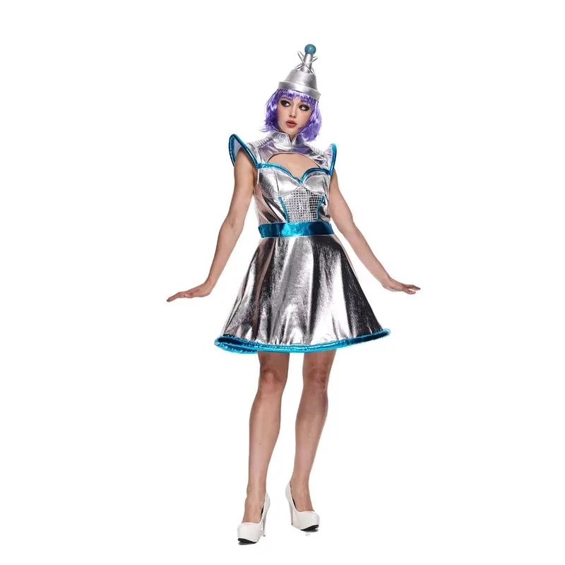 CyWomen's Костюм космического инопланетянина, винтажное блестящее металлическое платье-робот для взрослых со шляпой, карнавальное пасхальное нарядное платье Пурима
CyWomen's Костюм космического инопланетянина, винтажное блестящее металлическое платье-робот для взрослых со шляпой, карнавальное пасхальное нарядное платье Пурима