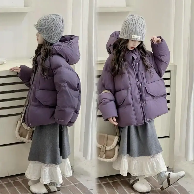 Теплое хлопковое стеганое пальто для девочек, ленивый стиль, повседневное однотонное универсальное пальто-пуховик, зимняя модная простая верхняя одежда, куртка
Теплое хлопковое стеганое пальто для девочек, ленивый стиль, повседневное однотонное универсальное пальто-пуховик, зимняя модная простая верхняя одежда, куртка